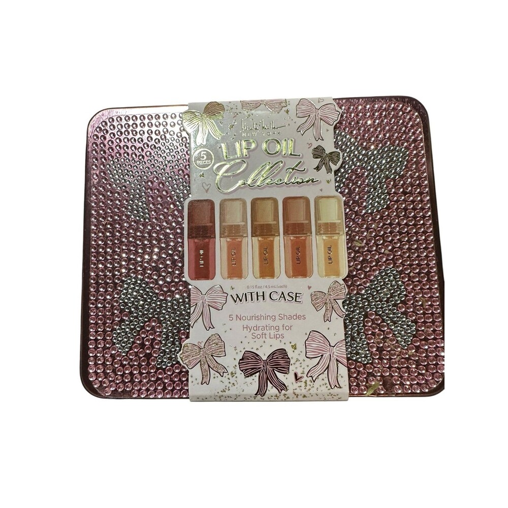 Nicole miller lip oil set with bling pink bow case NWT Sealed